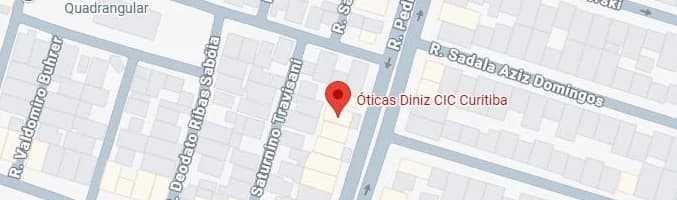 Mapa com a localização da Óticas Diniz CIC, na Cidade Industrial de Curitiba
